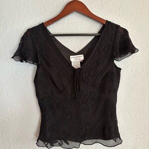 Papell Boutique Black Beaded Blouse